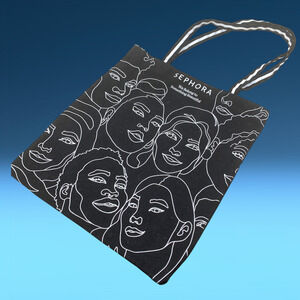 Sephora Modernist Black & White Face Doodle Heavy Canvas Tote Bag Double Handle